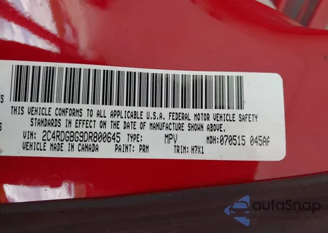 2013 Dodge Grand Caravan Se from USA, damaged, VIN 2C4RDGBG9DR800645